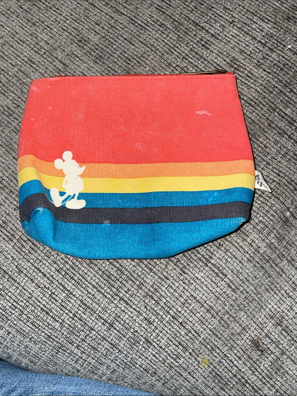 Disney X Junk Food Retro Stripe Cosmetic Pouch - Red, Yellow, Blue, Black